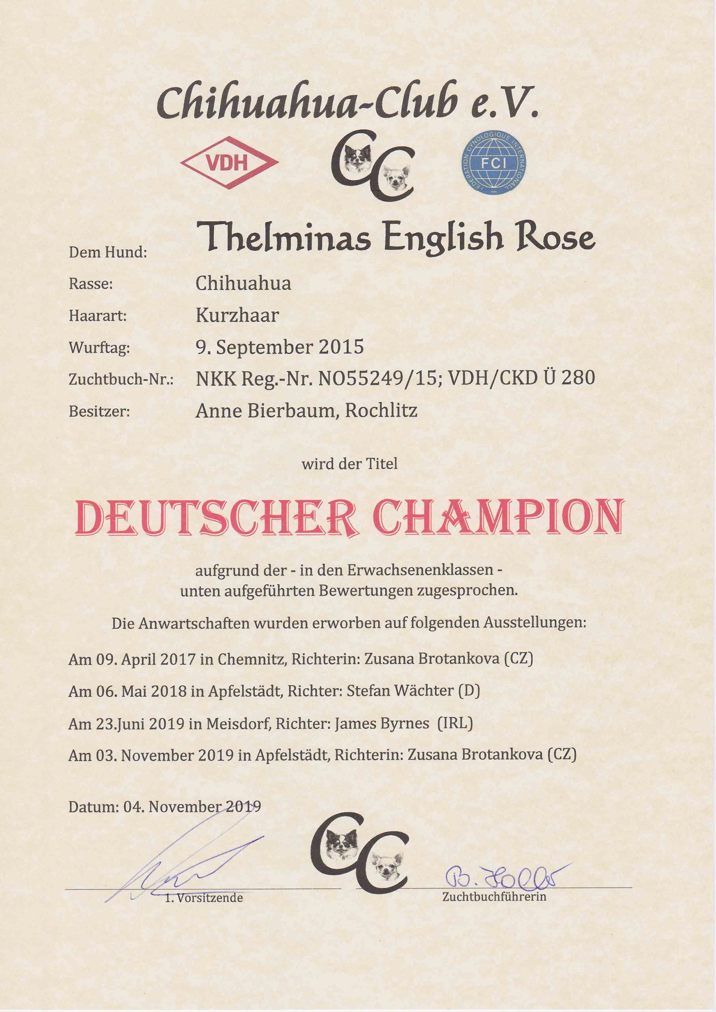 Deutscher Champion 
CC